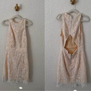 Showpo Cream Lace Mini Dress